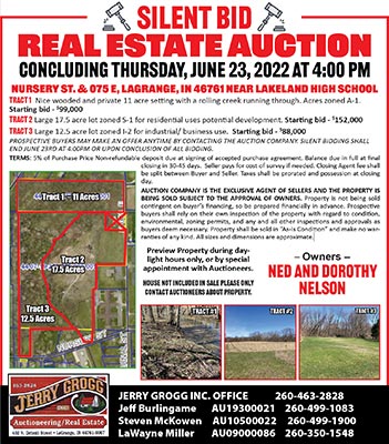 Jerry Grogg Silent Bid Real Estate Auction: 41 Acres in 3 Tracts, LaGrange, Indiana