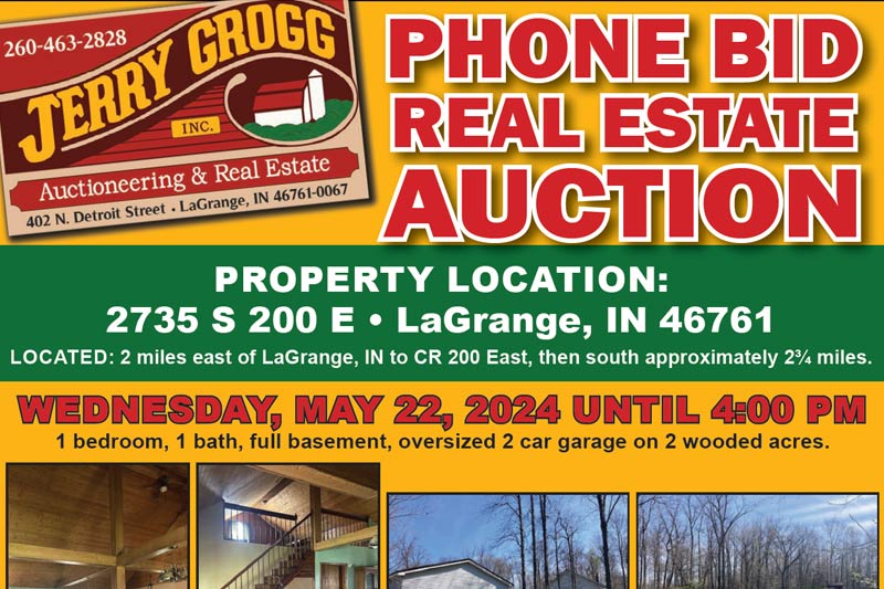 Phone Bid Real Estate Auction: Home with 2 Acres in LaGrange, Indiana