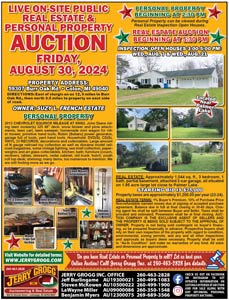 Real Estate & Personal Property Auction, August 30, 2024 in Colon, Michigan