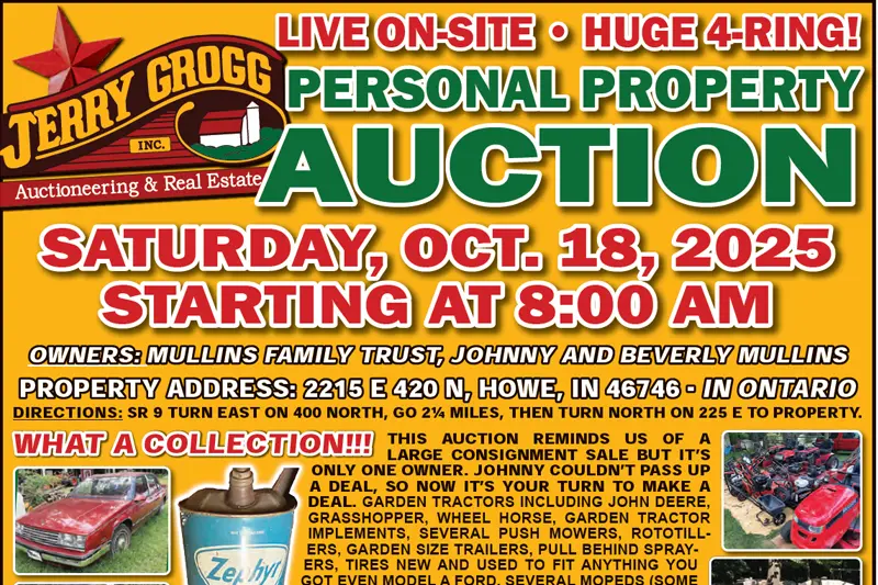 Huge 4-Ring Personal Property Auction in Howe, Indiana, October 18, 2025