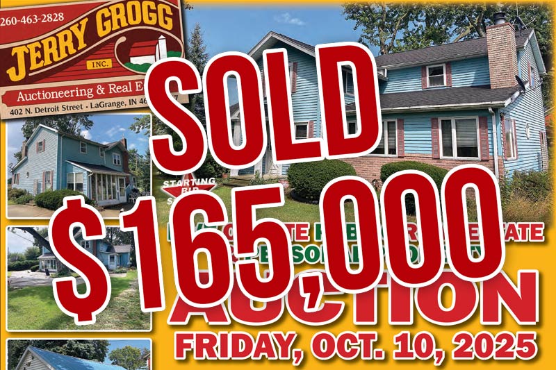 SOLD: $165,000 Klausing Real Estate & Personal Property Auction, October 10, 2025 in LaGrange, Indiana