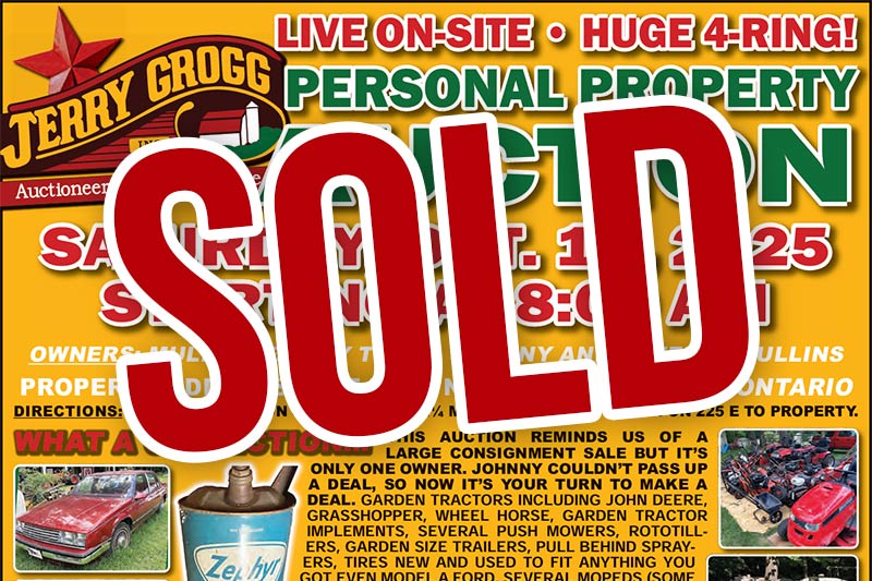 SOLD: Huge 4-Ring Personal Property Auction in Howe, Indiana, October 18, 2025